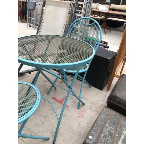 1292 - A VINTAGE BISTRO SET TO ALSO INCLUDE A FOLDING DECK CHAIR