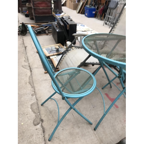 1292 - A VINTAGE BISTRO SET TO ALSO INCLUDE A FOLDING DECK CHAIR