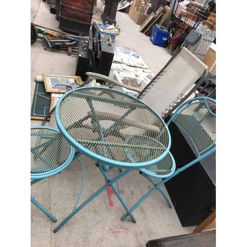 1292 - A VINTAGE BISTRO SET TO ALSO INCLUDE A FOLDING DECK CHAIR