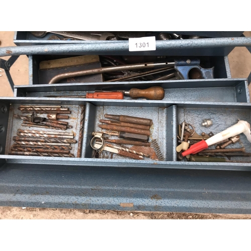 1301 - TWO TOOL BOXES TO INCLUDE THE CONTENTS SUCH AS HAMMERS AND SPANNERS ETC