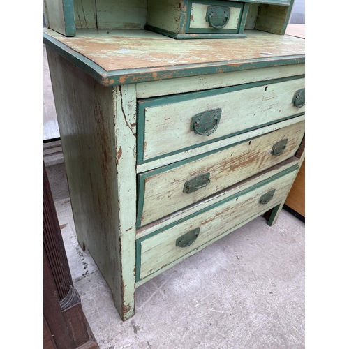 1902 - A LATE VICTORIAN RE-PAINTED DRESSING CHEST (LACKING MIRROR), 35