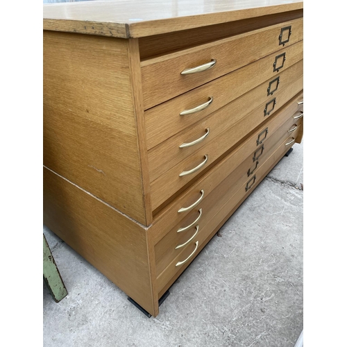 1903 - A LIGHT OAK EIGHT DRAWER JUMBO PLAN CHEST, 52