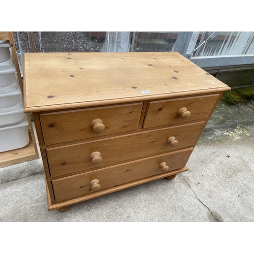 1914 - A MODERN PINE CHEST OF TWO SHORT AND TWO LONG DRAWERS, 36