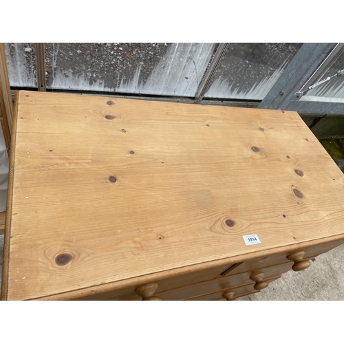 1914 - A MODERN PINE CHEST OF TWO SHORT AND TWO LONG DRAWERS, 36