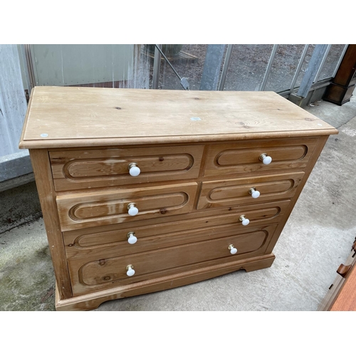 1915 - A MODERN PINE CHEST OF FOUR SHORT AND TWO LONG DRAWERS, 48