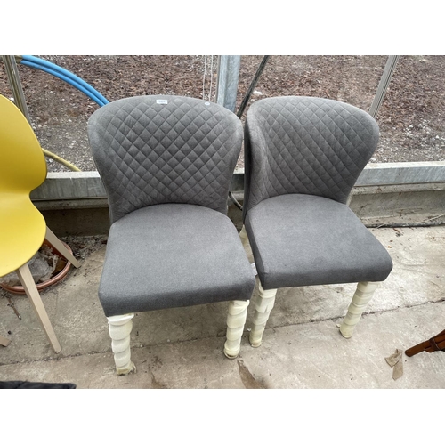 1921 - A PAIR OF MODERN GREY UPHOLSTERED BEDROOM CHAIRS