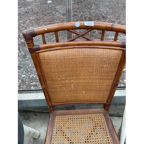 1922 - A BAMBOO CANE SEATED CHAIR AND LLOYD LOOM STYLE BEDROOM CHAIR