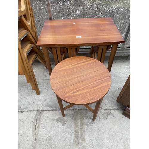 1936 - A RETRO TEAK NEST OF FIVE TABLES, FOUR BEING DROP-LEAF