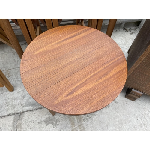 1936 - A RETRO TEAK NEST OF FIVE TABLES, FOUR BEING DROP-LEAF