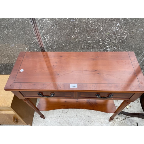 1941 - A MODERN YEW WOOD CONSOLE TABLE, 30