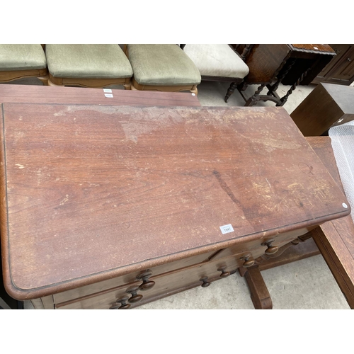 1947 - A VICTORIAN MAHOGANY CHEST OF TWO SHORT AND THREE LONG DRAWERS, 41.5