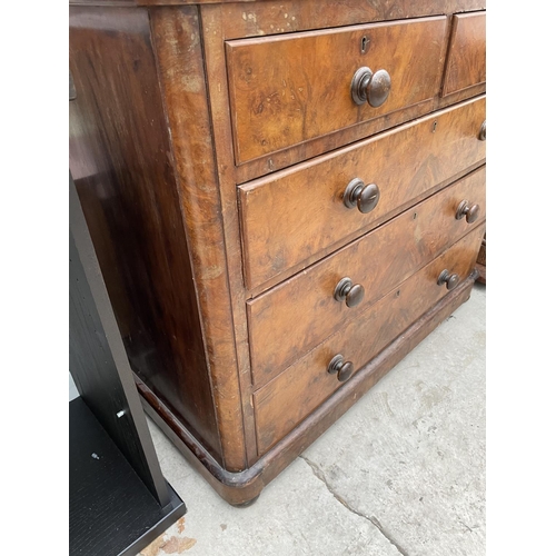 1947 - A VICTORIAN MAHOGANY CHEST OF TWO SHORT AND THREE LONG DRAWERS, 41.5