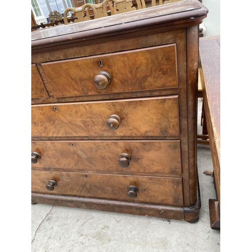 1947 - A VICTORIAN MAHOGANY CHEST OF TWO SHORT AND THREE LONG DRAWERS, 41.5