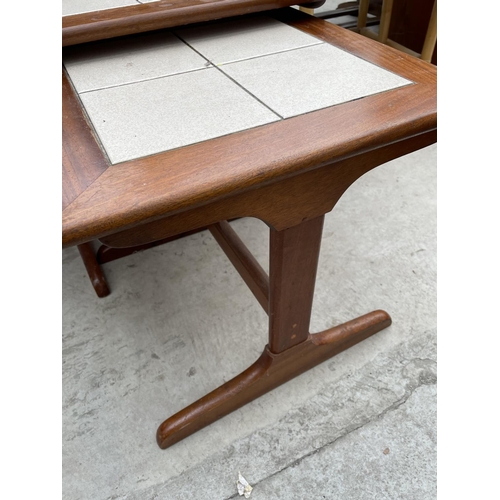 1949 - A NEST OF RETRO TEAK AND TILE INSET TABLES