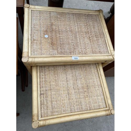 1950 - A NEST OF TWO BAMBOO TABLES