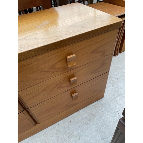 1953 - A RETRO STAG TEAK CHEST OF THREE SHORT AND THREE LONG DRAWERS, 54