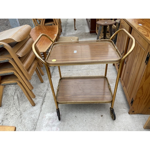 1963 - A MID 20TH CENTURY TWO TIER GALLERIED METALWARE TROLLEY