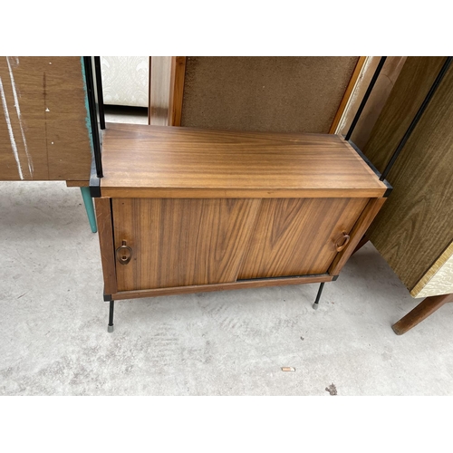 1964 - A RETRO TEAK EFFECT AND METAL FRAMED BOOKCASE