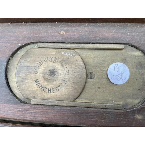 1966 - A VICTORIAN PINE INTEGRAL CHILDS SCHOOL DESK COMPLETE WITH FOLDING SEAT BY JOHN HEYWOOD, MANCHESTER