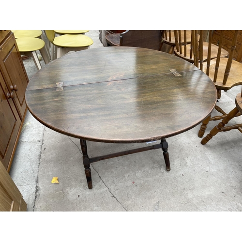 1970 - A 19TH CENTURY MAHOGANY CAMPAIGN STYLE FOLD-OVER TABLE ON TURNED LEGS