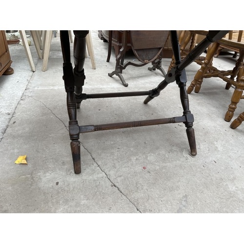 1970 - A 19TH CENTURY MAHOGANY CAMPAIGN STYLE FOLD-OVER TABLE ON TURNED LEGS