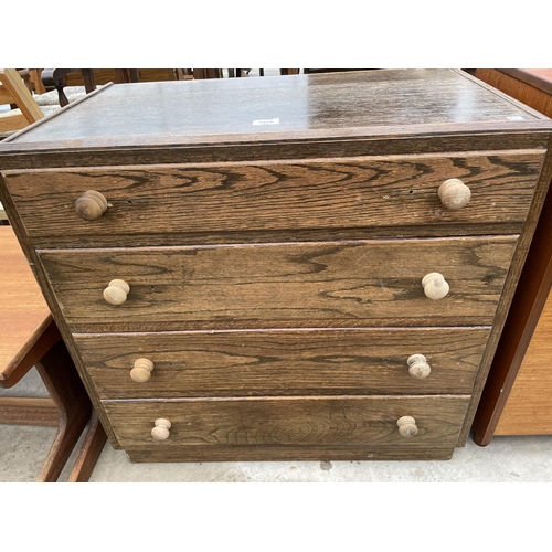 1976 - AN EARLY 20TH CENTURY OAK CHEST OF FOUR DRAWERS AND MAHOGANY SWING FRAME TOILET MIRROR