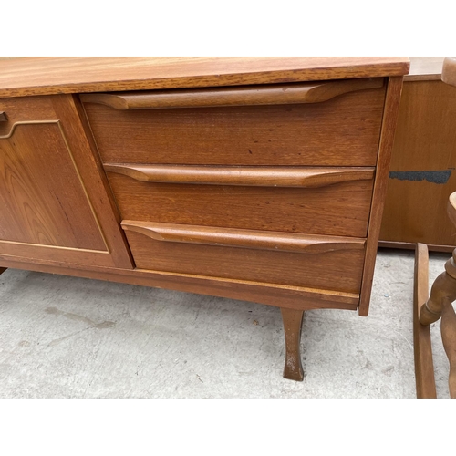 1982 - A RETRO TEAK SIDEBOARD ENCLOSING THREE DRAWERS AND TWO CUPBOARDS, 54.5