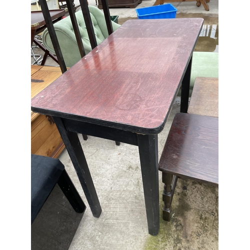 1985 - A MODERN STOOL, JARDINIER STAND AND THREE OCCASIONAL TABLES