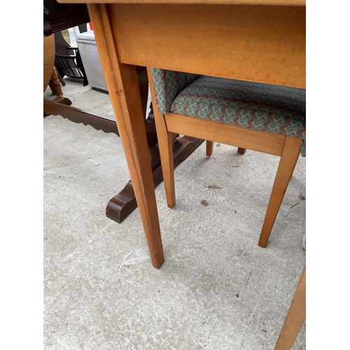 1990 - A RETRO TEAK EXTENDING DINING TABLE, 48x32.5