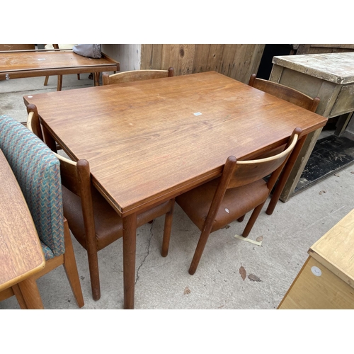 1991 - A RETRO TEAK DRAW-LEAF DINING TABLE, 49