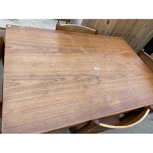 1991 - A RETRO TEAK DRAW-LEAF DINING TABLE, 49