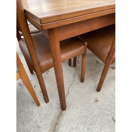 1991 - A RETRO TEAK DRAW-LEAF DINING TABLE, 49