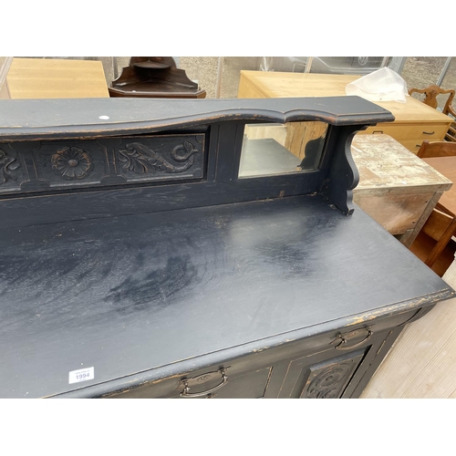 1994 - A LATE VICTORIAN EBONISED MIRRORED BACK SIDEBOARD, 68x50x21