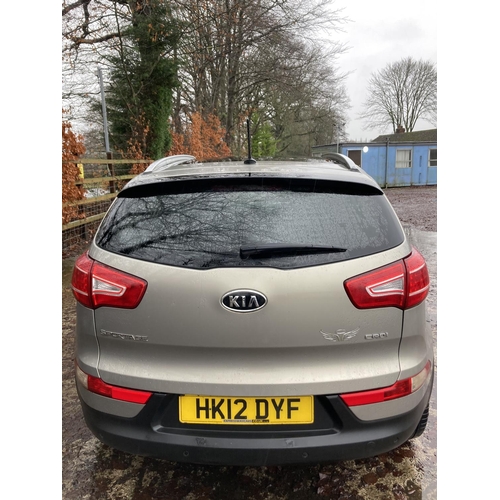 1250 - A 2012 KIA SPORTAGE HK12 DYF, MANUAL, 2 LITRE ENGINE, MOT EXPIRED, 138,000 MILES, DIESEL, SUN ROOF.