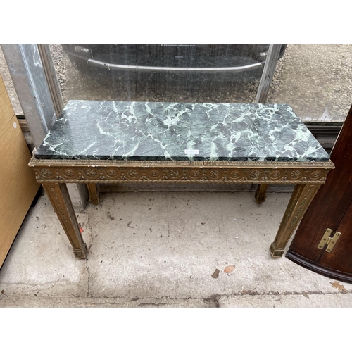 1906A - A GILDED SIDE TABLE WITH MARBLE TOP