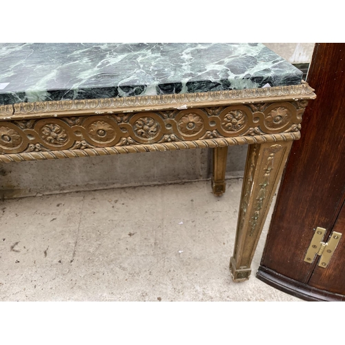 1906A - A GILDED SIDE TABLE WITH MARBLE TOP