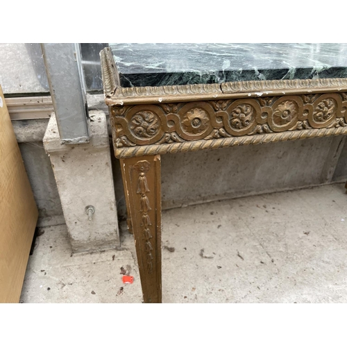 1906A - A GILDED SIDE TABLE WITH MARBLE TOP