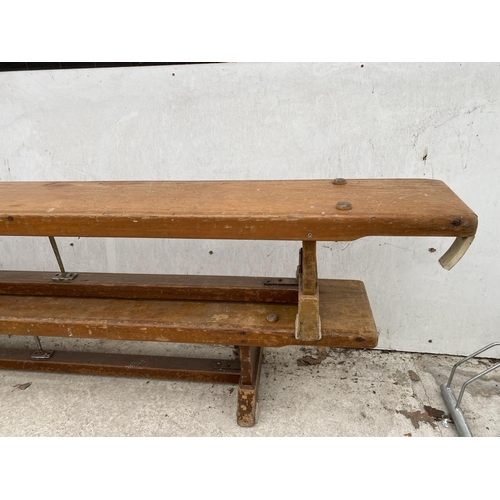 1313 - TWO VINTAGE SCHOOL GYM BENCHES