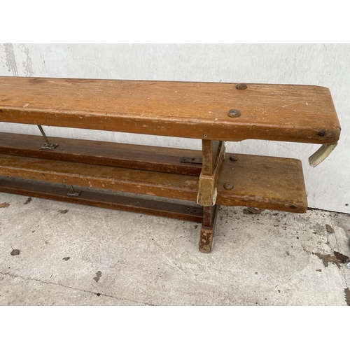 1314 - TWO VINTAGE SCHOOL GYM BENCHES