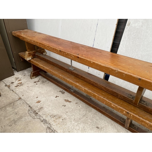 1314 - TWO VINTAGE SCHOOL GYM BENCHES