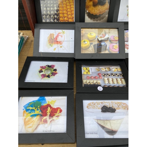 1345 - AN ASSORTMENT OF SMALL FRAMED 'NIGEL SMITH FOOD' PRINTS