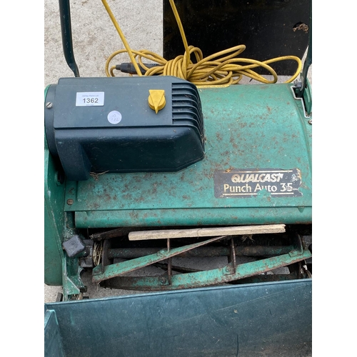 1362 - A QUALCAST PUNCH AUTO 35 LAWN MOWER WITH GRASS BOX