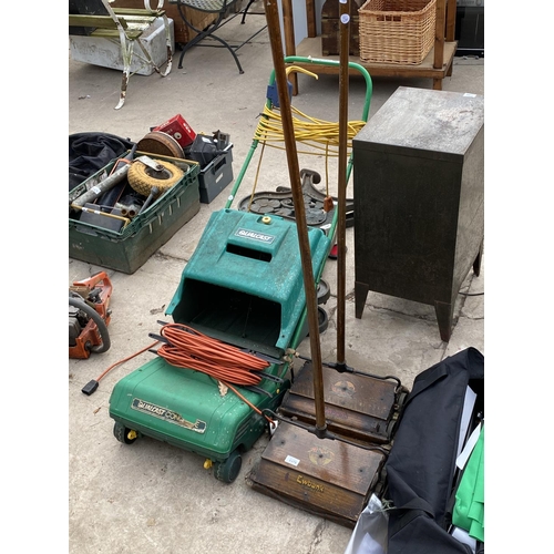 1375 - A PAIR OF EUBANK VACUUMS AND A QUALCAST LAWN MOWER WITH GRASS BOX