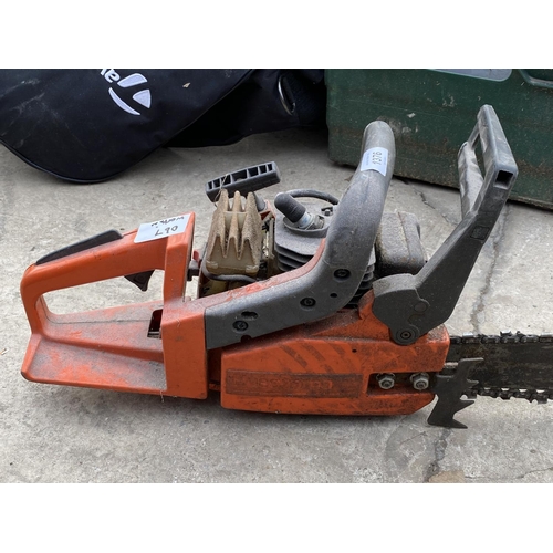 1376 - A HUSQVARNA PETROL CHAINSAW BELIEVED IN WORKING ORDER BUT NO WARRANTY