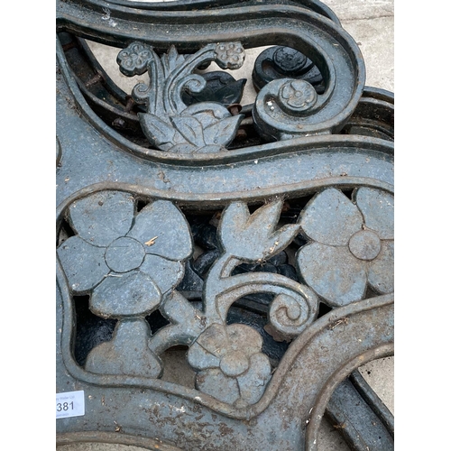 1381 - A PAIR OF CAST IRON BENCH ENDS