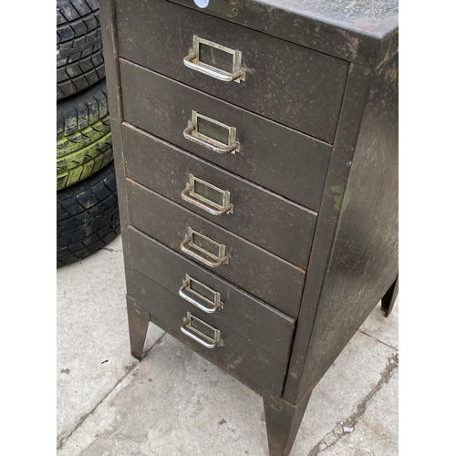 1382 - A SMALL SIX DRAWER METAL STORAGE CABINET