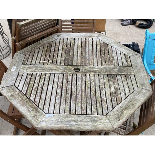 1385 - A JOHN LEWIS GARDEN FURNITURE SET WITH FOUR CHAIRS AND TWO FURTHER UNBRANDED CHAIRS