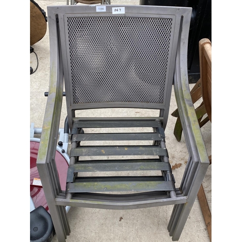 1386 - FOUR STACKABLE METAL GARDEN CHAIRS