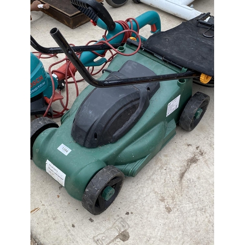 1394 - AN ELECTRIC LAWN MOWER AND A BOSCH ELECTRIC GRASS STRIMMER