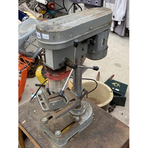 1397 - A PILLAR DRILL ON A WHEELED TROLLEY AND A BENCH GRINDER